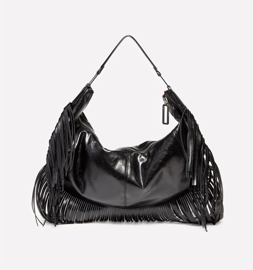 Black shoulder bag with fringe - null - Black | Sisley image number 3